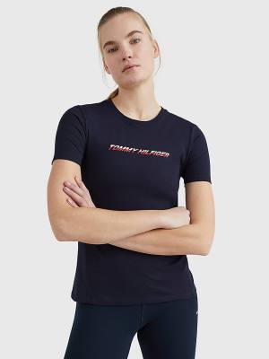 Tommy Hilfiger Sport Logo Ženske Majice Modra | TH674OYA