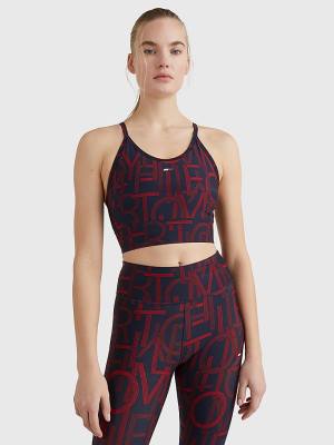 Tommy Hilfiger Sport Medium Support Print Bra Ženske Spodnje Perilo Modra | TH240SLR