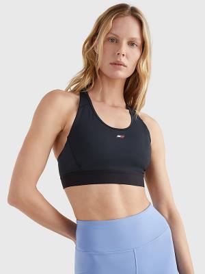 Tommy Hilfiger Sport Medium Support Racerback Bra Ženske Spodnje Perilo Črna | TH243VCO