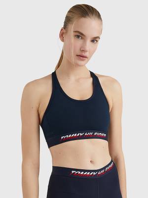 Tommy Hilfiger Sport Medium Support Tape Bra Ženske Spodnje Perilo Modra | TH319SGX