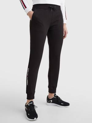 Tommy Hilfiger Sport Organic Cotton Joggers Ženske Hlače Črna | TH743IMG