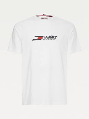 Tommy Hilfiger Sport Organic Cotton Logo Moški Majice Bela | TH057SDX