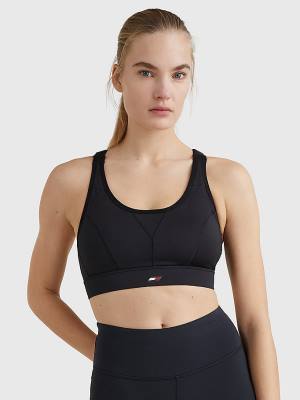 Tommy Hilfiger Sport Racerback High Support Bra Ženske Spodnje Perilo Črna | TH849VYR