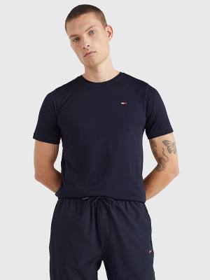 Tommy Hilfiger Sport Slim Fit Logo Training Moški Majice Modra | TH345FLT