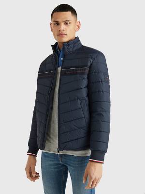 Tommy Hilfiger Stand-Up Collar Tape Puffer Moški Jakne Modra | TH638ISK