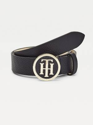 Tommy Hilfiger Statement Round Buckle Leather Ženske Pas Za Hlače Modra | TH902BZS