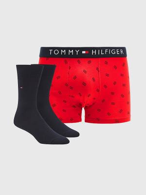 Tommy Hilfiger Stretch Cotton Trunks And Socks Set Moški Spodnje Perilo Rjav | TH127TWB