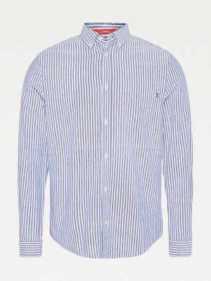 Tommy Hilfiger Stretch Organic Oxford Cotton Stripe Moški Srajce Modra | TH157SMK