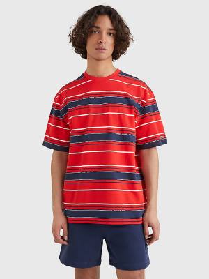 Tommy Hilfiger Stripe Organic Cotton Moški Majice Modra | TH165OAC