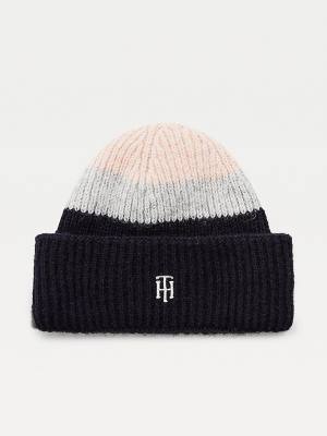 Tommy Hilfiger Stripe Rib-Knit Beanie Ženske Kapa Roza | TH496CMX