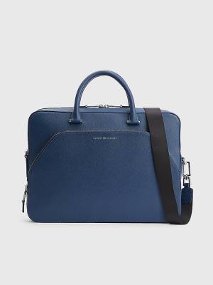 Tommy Hilfiger TH Business Slim Leather Computer Moški Torbice Modra | TH653REN