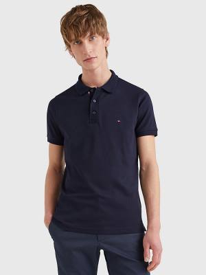 Tommy Hilfiger TH Flex Bubble Weave Slim Moški Polo Majica Modra | TH134VXO