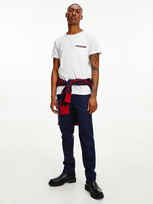 Tommy Hilfiger TH Flex Signature Detailing Moški Majice Bela | TH273URM