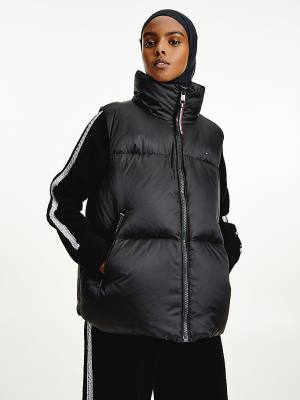 Tommy Hilfiger TH Protect Relaxed Down Puffer Vest Ženske Plašč Črna | TH689KQV