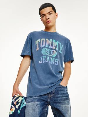 Tommy Hilfiger Tie-Dye Logo Moški Majice Modra | TH658GVT