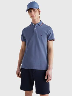 Tommy Hilfiger Tipped Slim Fit Moški Polo Majica Modra | TH104NTJ