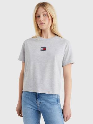 Tommy Hilfiger Tommy Badge Crew Neck Ženske Majice Siva | TH590RIQ