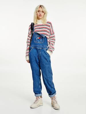 Tommy Hilfiger Tommy Badge Denim Dungarees Ženske Kavbojke Denim | TH290DCS