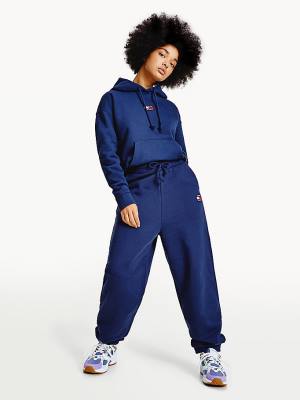 Tommy Hilfiger Tommy Badge Relaxed Joggers Ženske Hlače Modra | TH451GMT