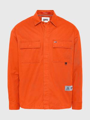 Tommy Hilfiger Tommy Jeans Tech Organic Cotton Twill Overshirt Moški Srajce Rdeča | TH152TNM