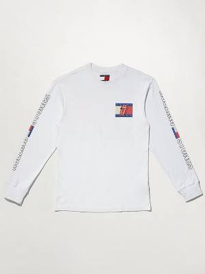 Tommy Hilfiger Tommy Revisited Long Sleeve Rolling Stones Moški Majice Bela | TH048MIX