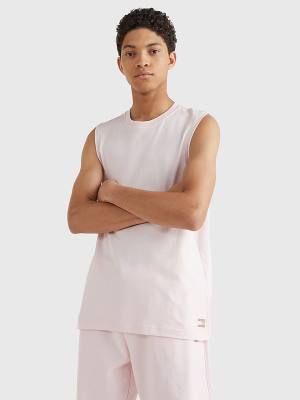 Tommy Hilfiger Tonal Relaxed Fit Logo Tank Top Moški Majice Roza | TH980SQF