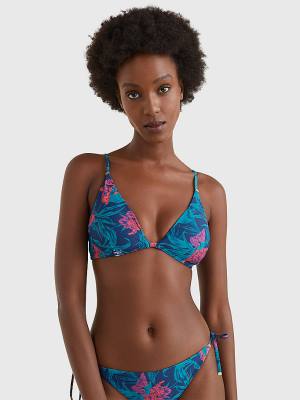 Tommy Hilfiger Tropical Print Triangle Bikini Top Ženske Kopalke Modra | TH657TZV
