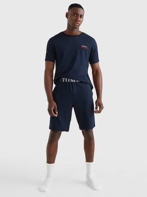 Tommy Hilfiger Ultra Soft Logo Set Moški Pižama Modra | TH451UAI