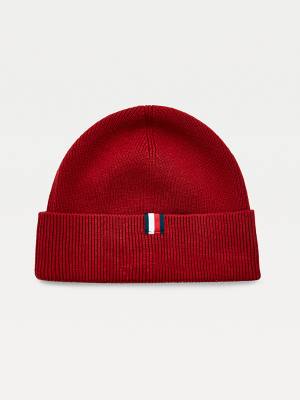 Tommy Hilfiger Uptown Wool Cotton Beanie Moški Kapa Rdeča | TH453YVM