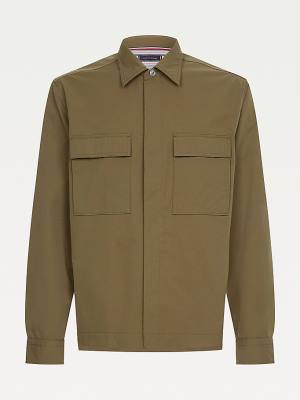 Tommy Hilfiger Utility Regular Fit Poplin Overshirt Moški Srajce Kaki | TH198ZEB