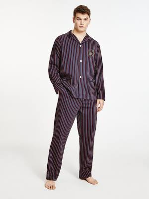 Tommy Hilfiger Vertical Stripe Trousers Moški Pižama Modra | TH205UTL