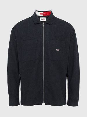 Tommy Hilfiger Zip-Thru Soft Organic Cotton Overshirt Moški Srajce Črna | TH619DAQ